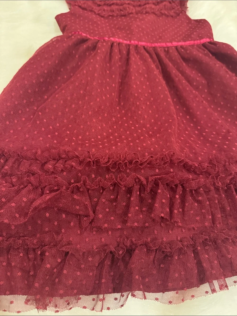 Janie and Jack Burgundy Ruffled Tulle Dress